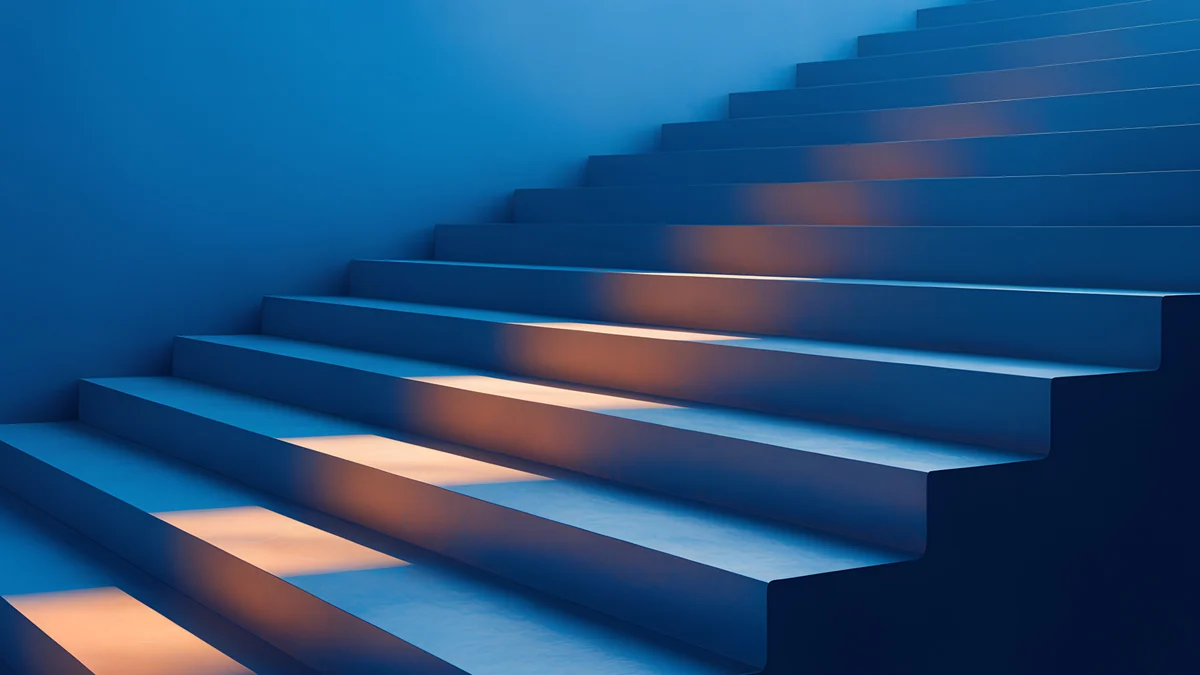 Cobalt Ember Steps — abstract wallpaper