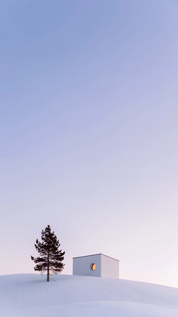 Dusk Snow House wallpaper 4K