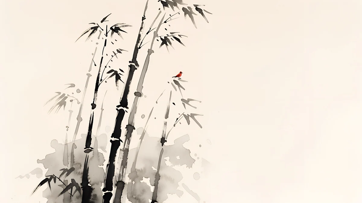 Ink Bamboo Grove wallpaper