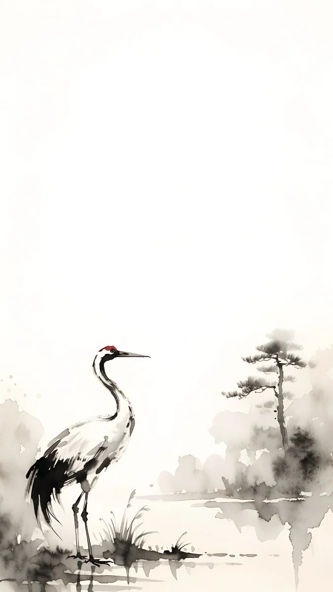 Ink Crane — abstract wallpaper