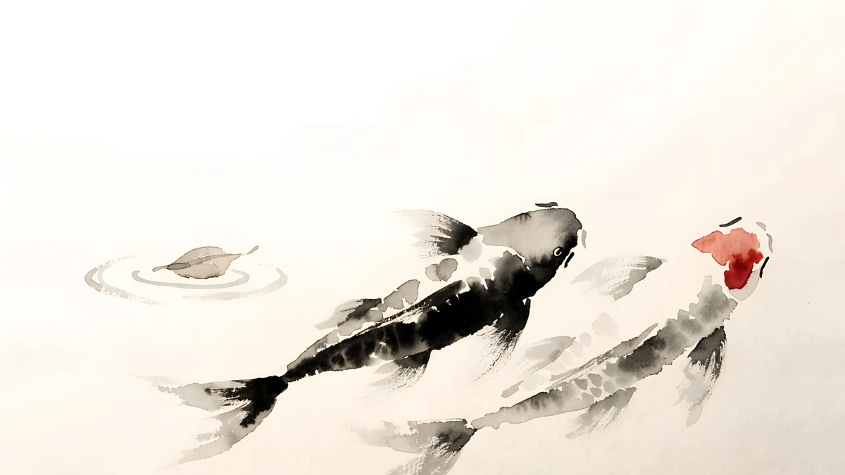 Ink Koi Pond — japan wallpaper