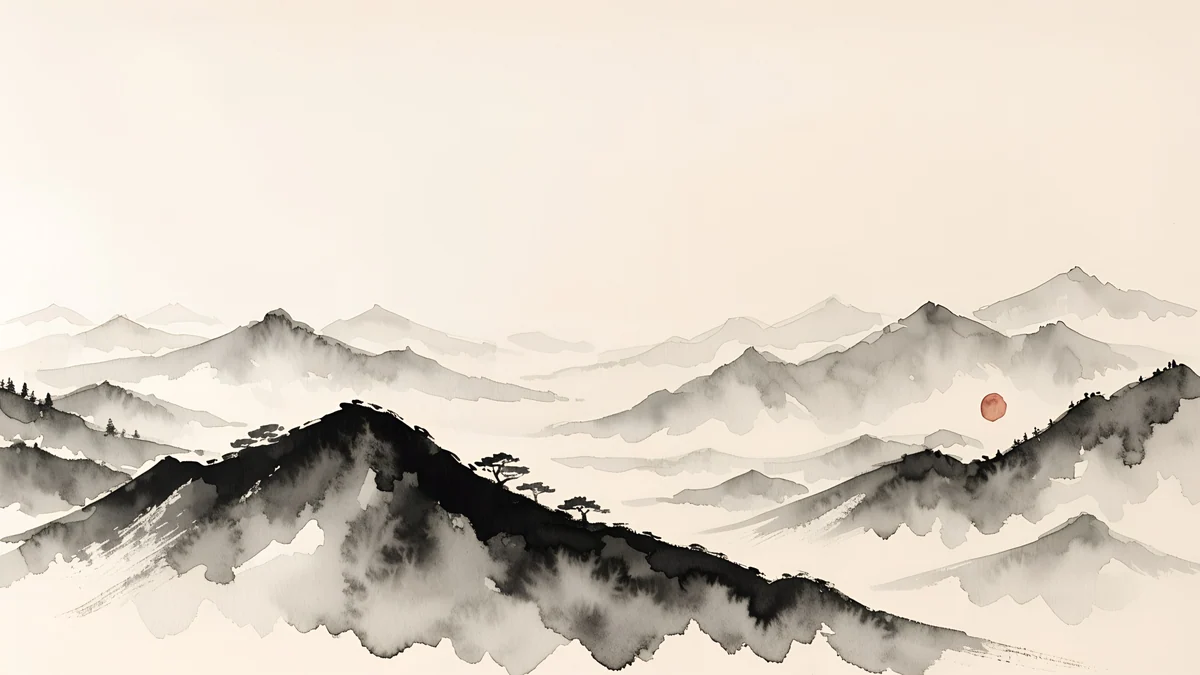 Ink Mountain Mist — japan wallpaper