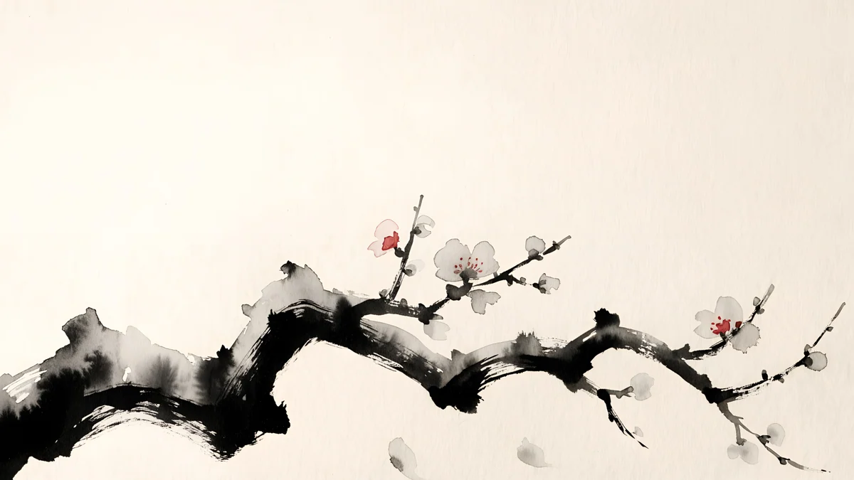 Ink Plum Branch — japan wallpaper
