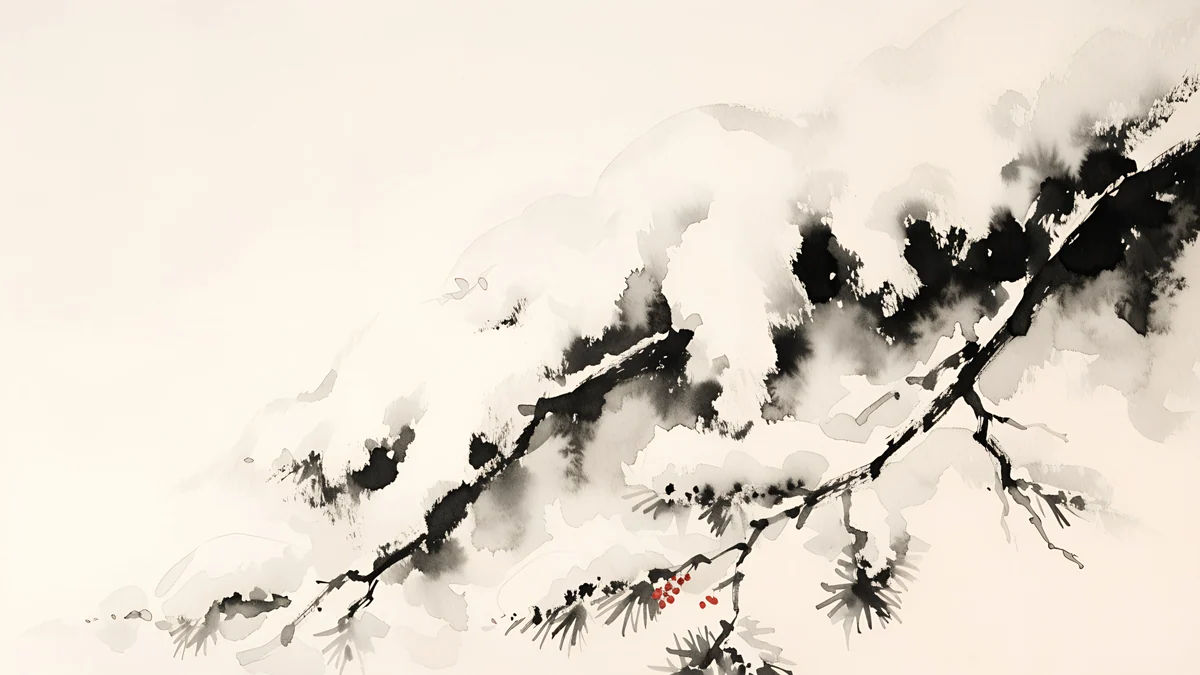Ink Snow Branch — japan wallpaper
