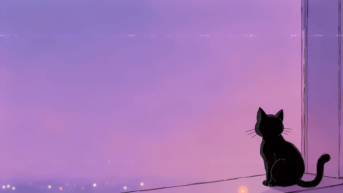 Window Cat — lo-fi wallpaper