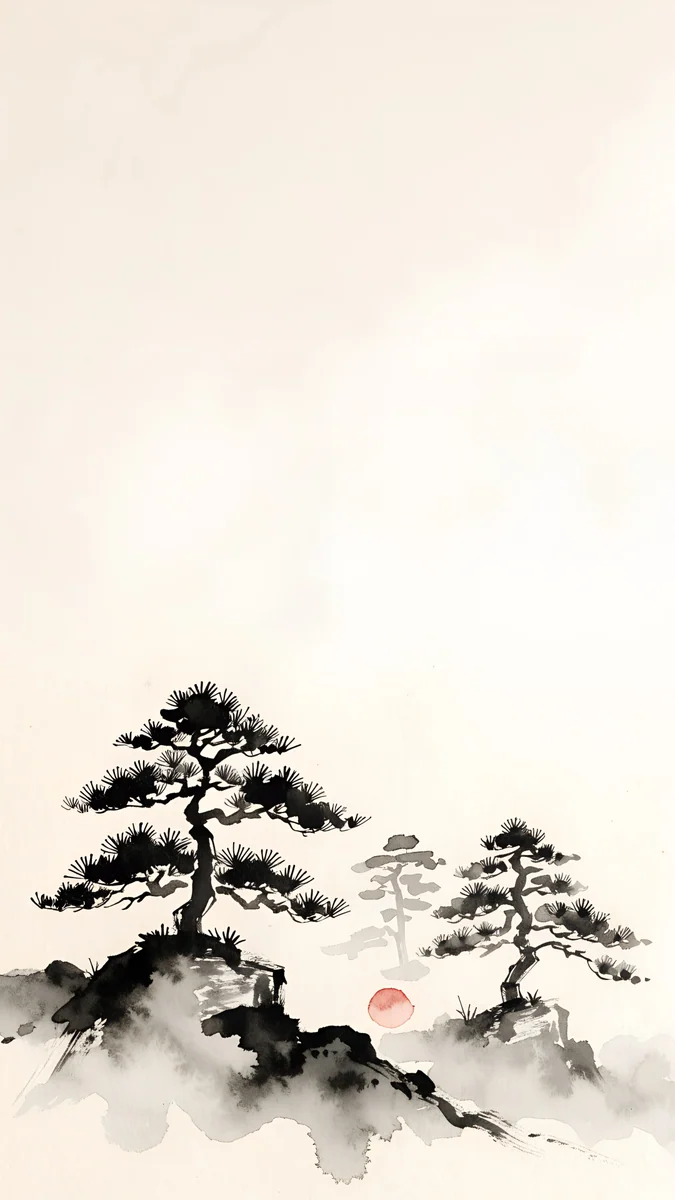 Mist Pines — abstract wallpaper