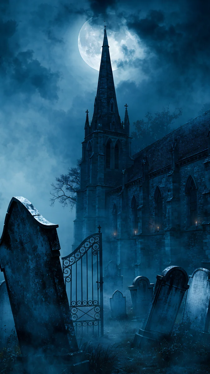 Moonlit Chapel Graveyard, Carlos Vivero