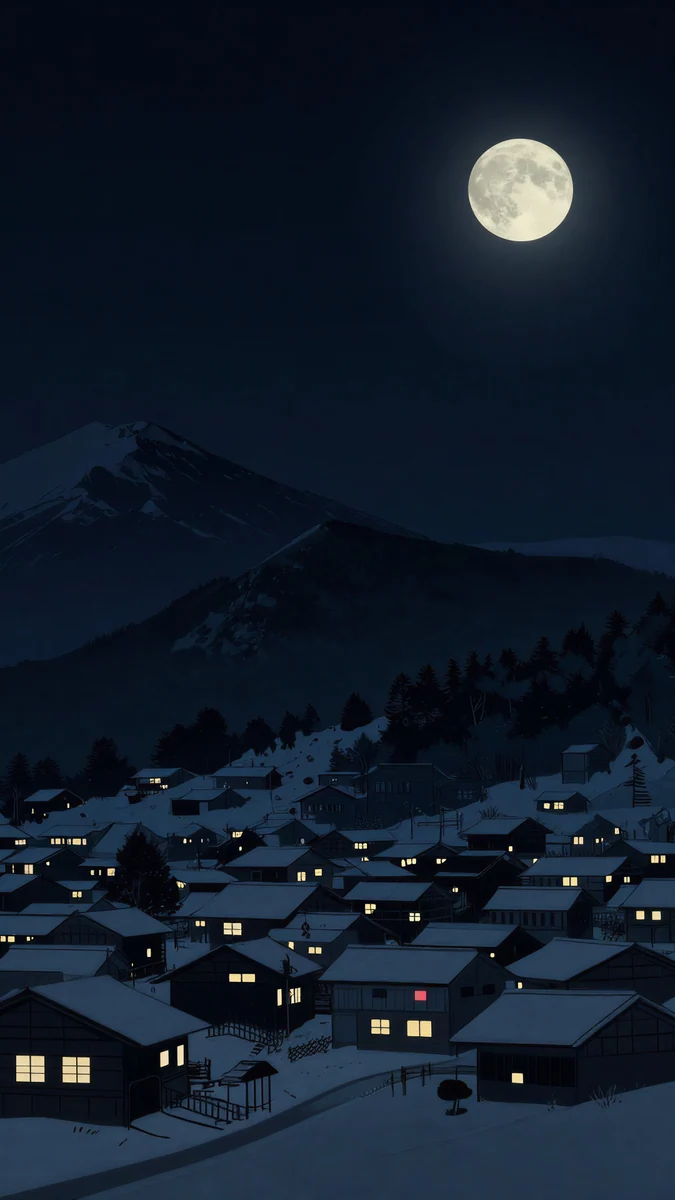 Snow Lantern Village wallpaper 4K
