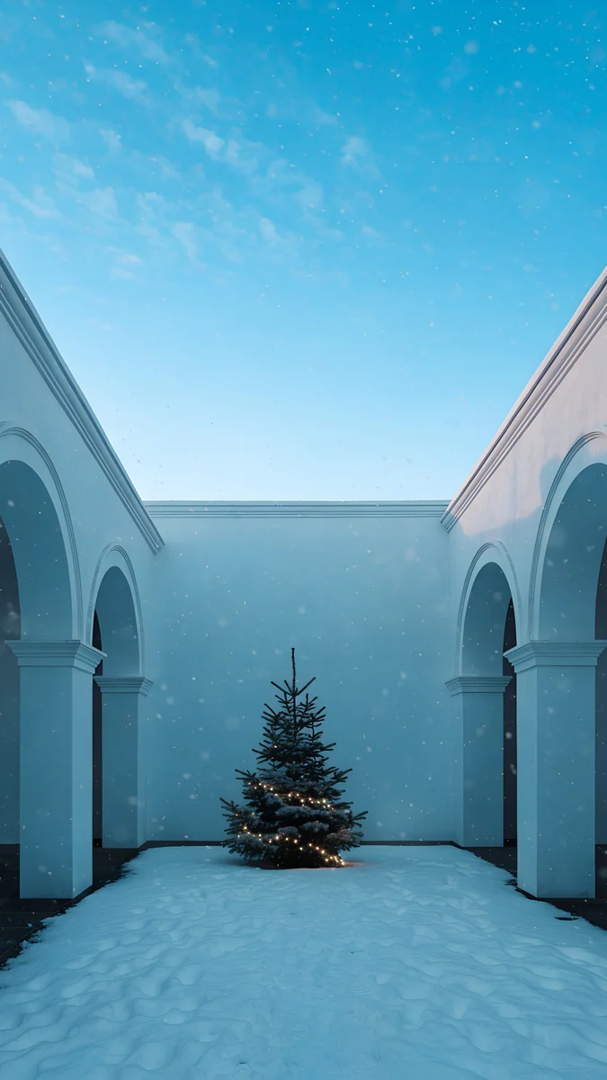 Snowy Arch Courtyard wallpaper 4K