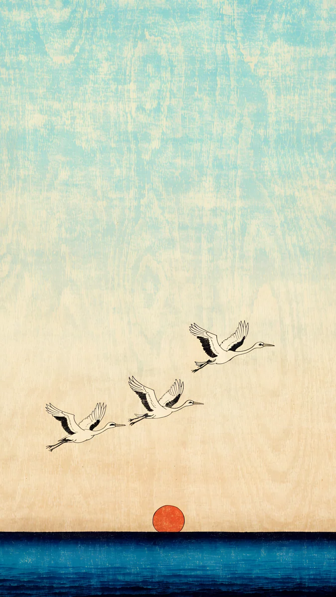 Cranes at Dawn — japan wallpaper