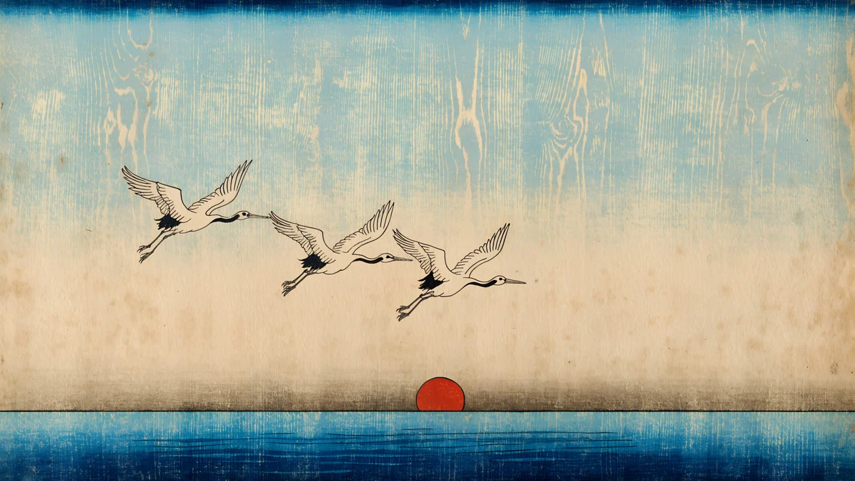 Cranes at Dawn — japan wallpaper